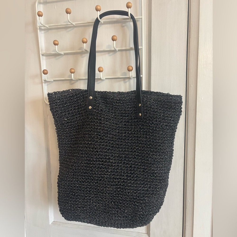 Elegant Black Woven Tote Bag